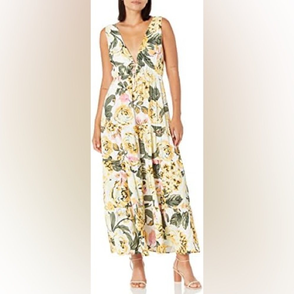 Maaji Floral Maxi Dress in Yellow and Green